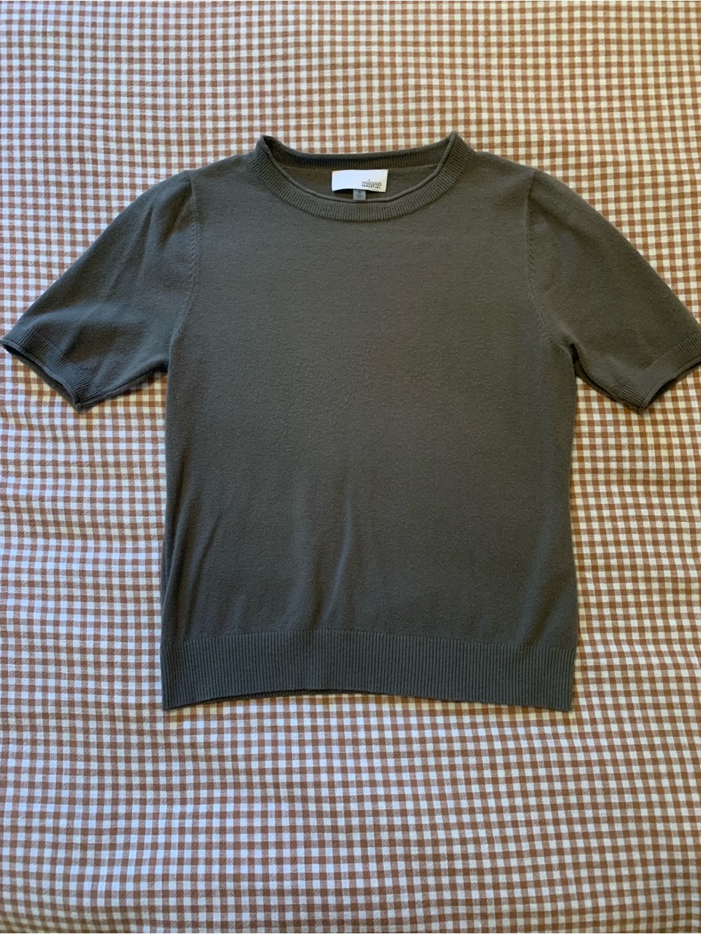 Milano Olive Green Short-Sleeve Crewneck Sweater
